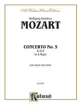 Mozart Concerto No.5 K.219 In A Major For Violin and Piano   upc 029156991031