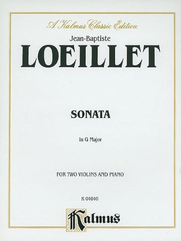 Jean Baptiste Loeillet Sonata In G Major For Two Violins and Piano   upc 654979049531