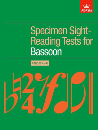 Specimen Sight-Reading Tests for Bassoon, Grades 6-8  9781854728920   upc 9781854728920